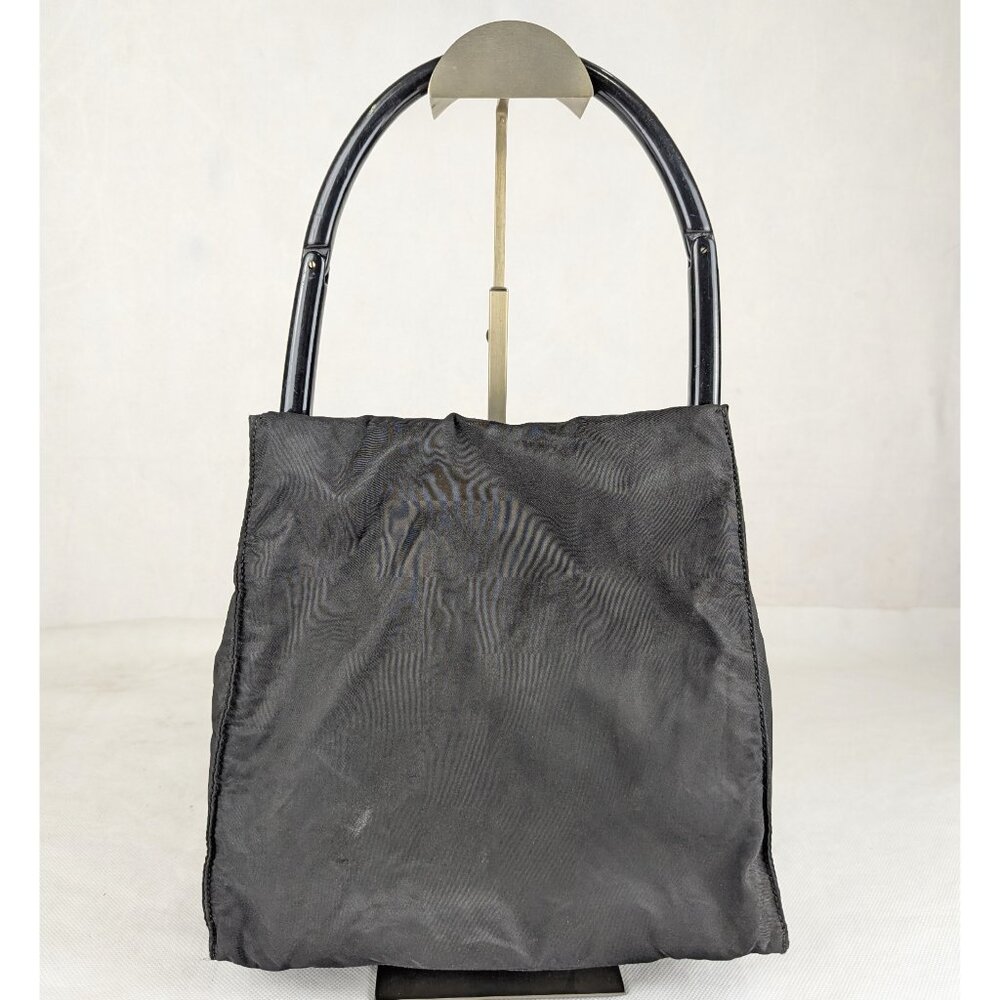 Authentic PRADA Black Nylon Shoulder Bag Top Handle Bag Made in Italy